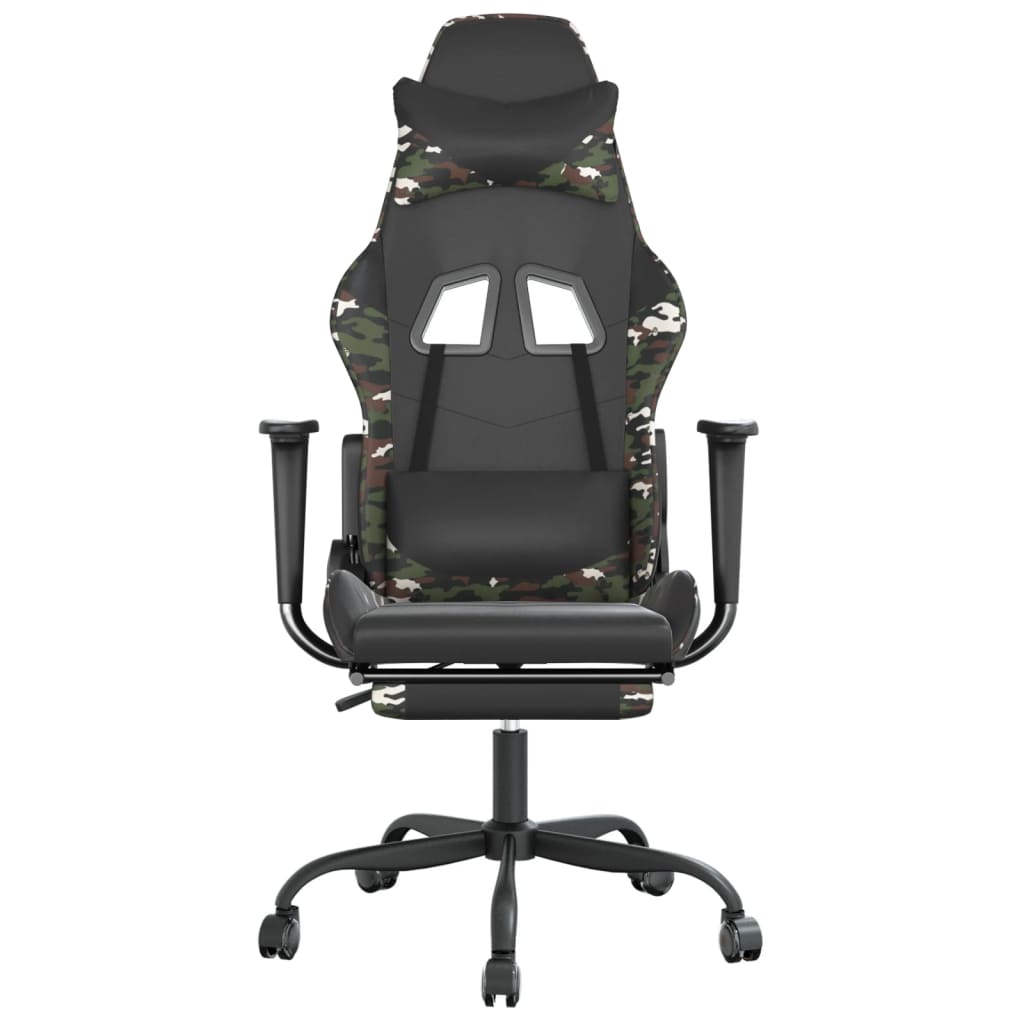 Fauteuil de jeu massant avec repose-pieds en cuir artificiel