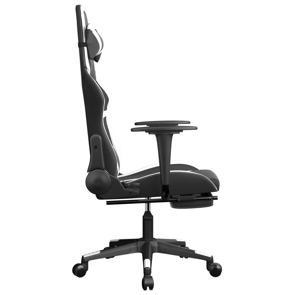 Fauteuil de jeu massant avec repose-pieds en cuir artificiel