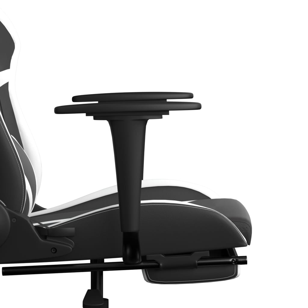 Fauteuil de jeu massant avec repose-pieds en cuir artificiel