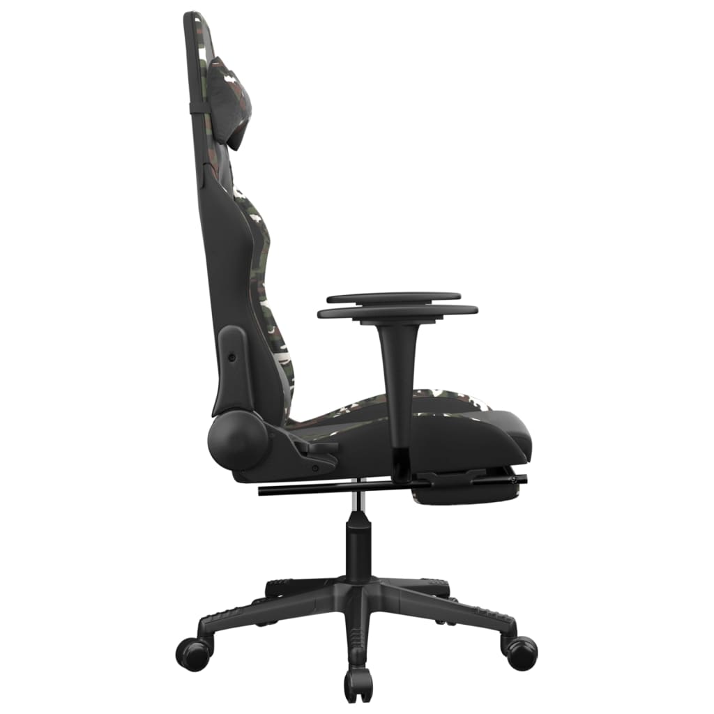 Fauteuil de jeu massant avec repose-pieds en cuir artificiel