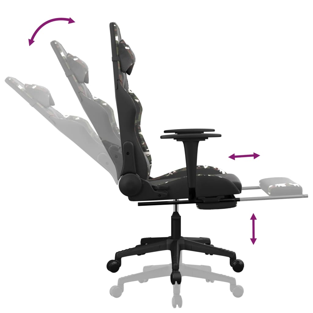 Fauteuil de jeu massant avec repose-pieds en cuir artificiel