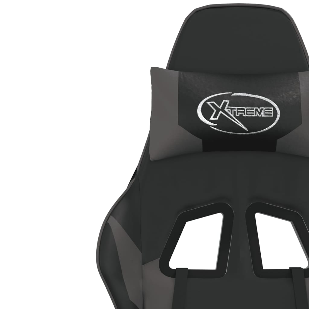 Fauteuil de jeu massant avec repose-pieds en cuir artificiel