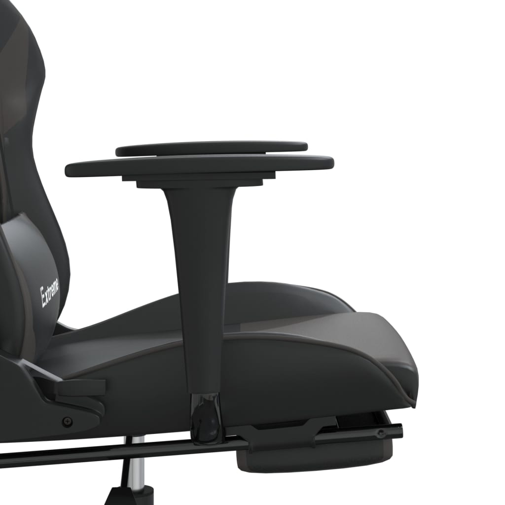 Fauteuil de jeu massant avec repose-pieds en cuir artificiel