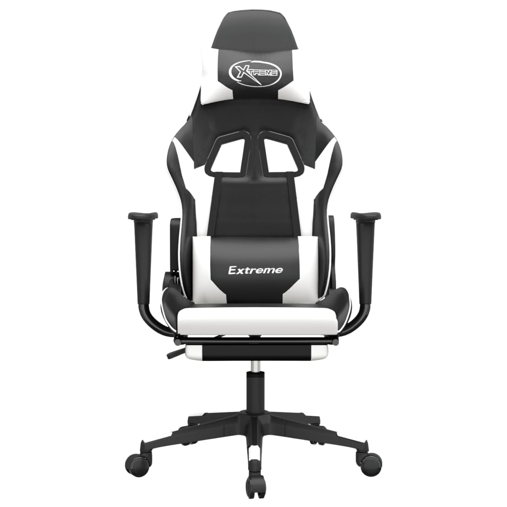 Fauteuil de jeu massant avec repose-pieds en cuir artificiel