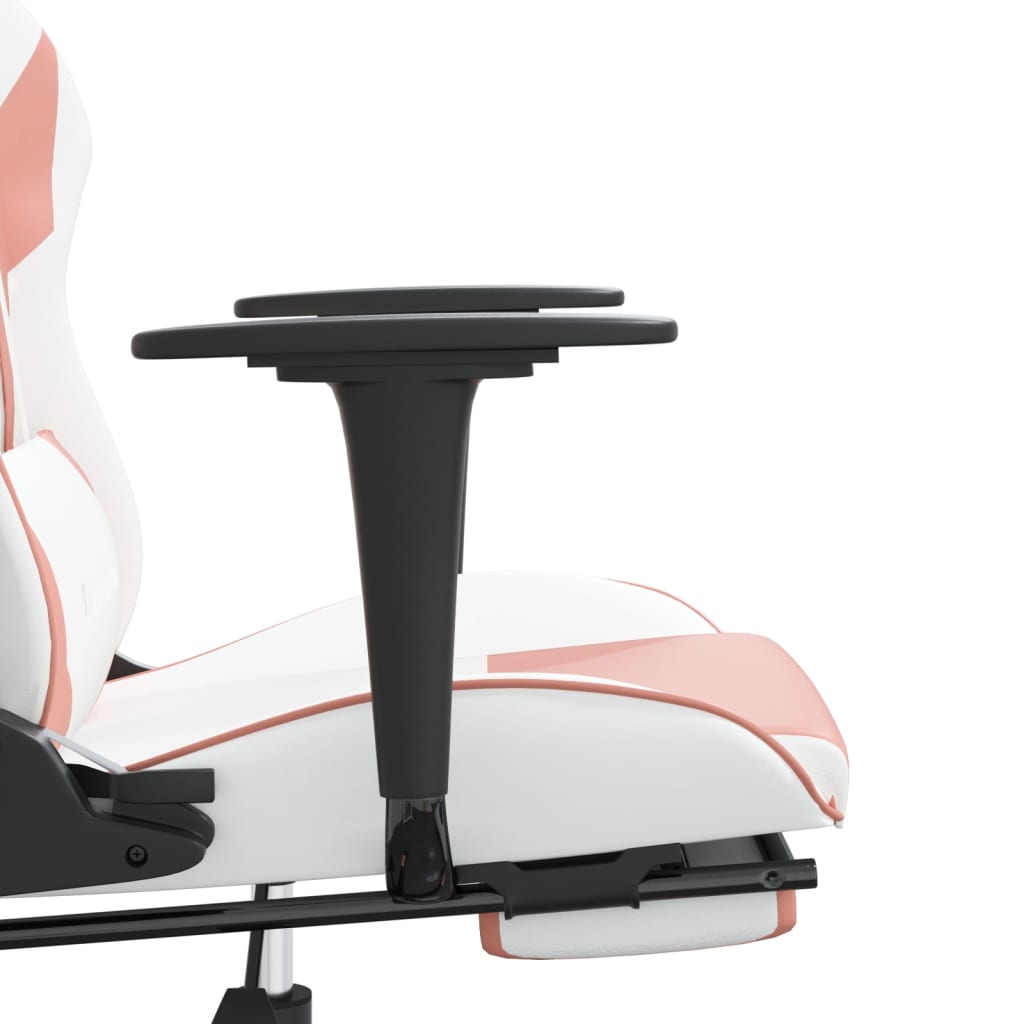 Fauteuil de jeu massant avec repose-pieds en cuir artificiel