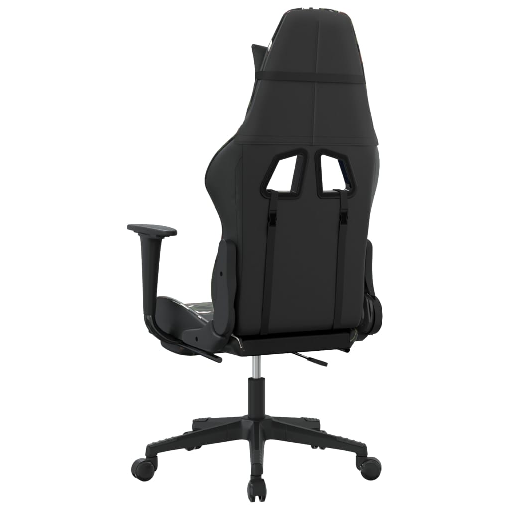 Fauteuil de jeu massant avec repose-pieds en cuir artificiel