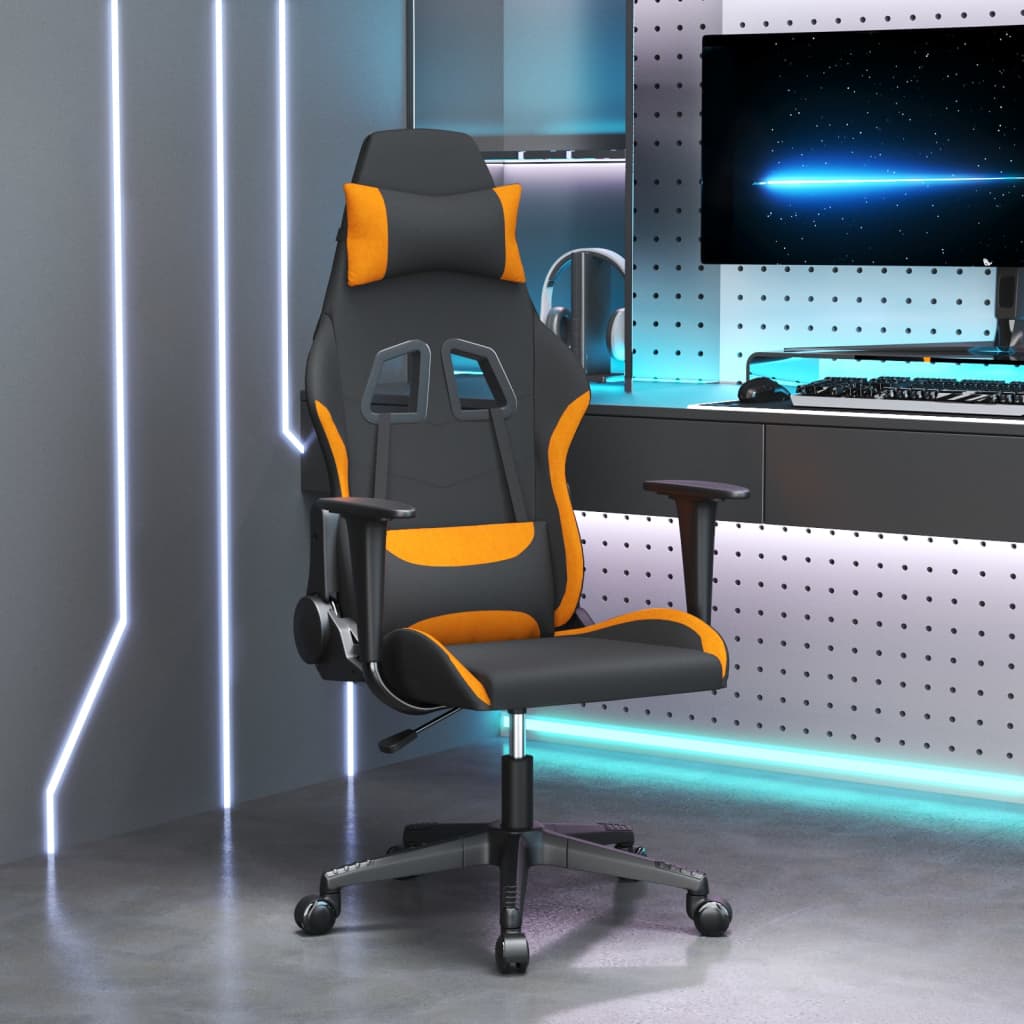 Fauteuil gamer massant tissu noir et