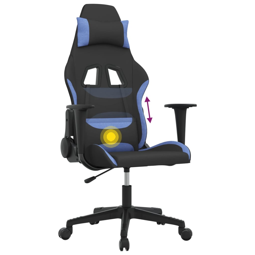 Fauteuil gamer massant tissu noir et