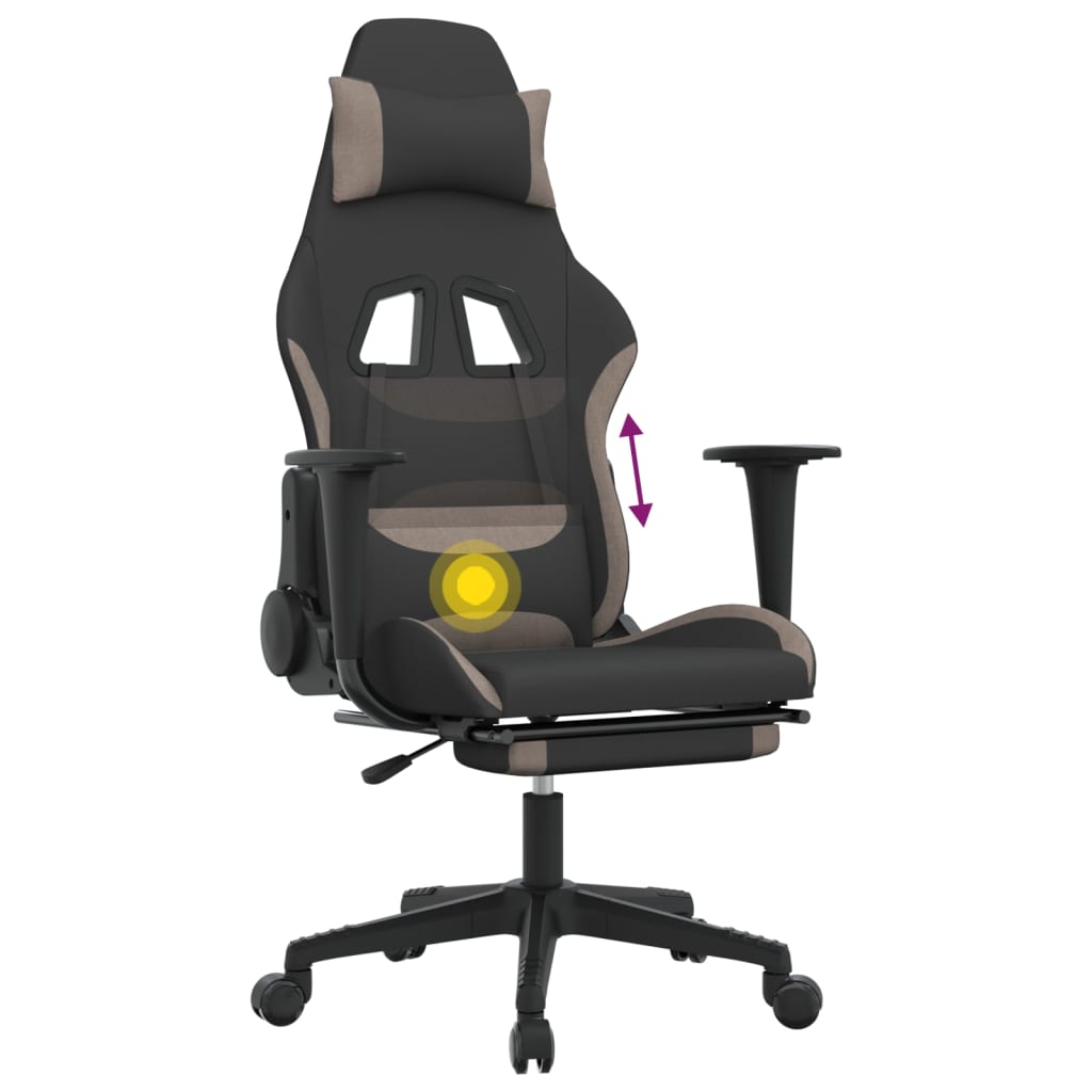 Fauteuil gamer massant tissu noir et