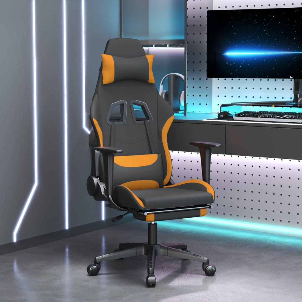 Fauteuil gamer massant tissu noir et