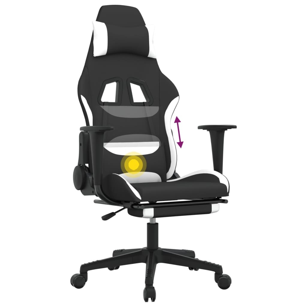 Fauteuil gamer massant tissu noir et