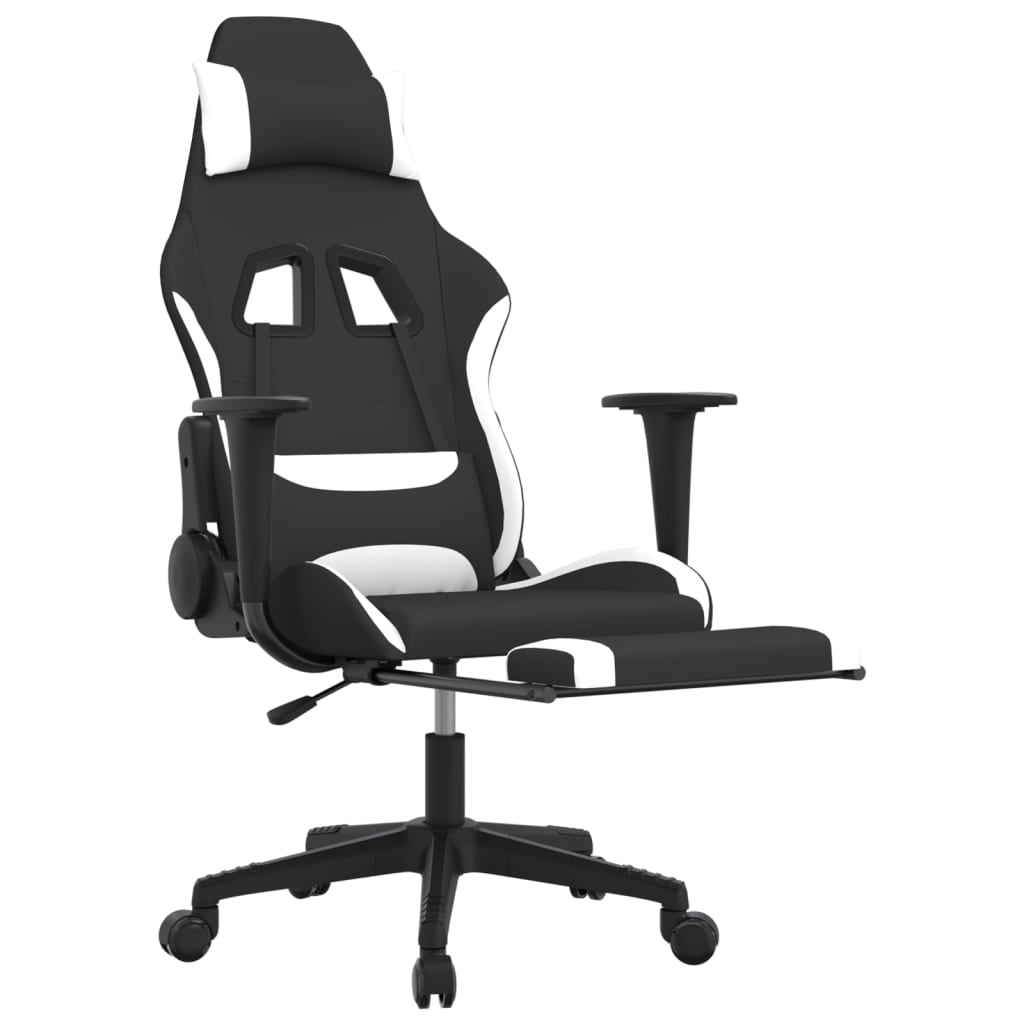 Fauteuil gamer massant tissu noir et