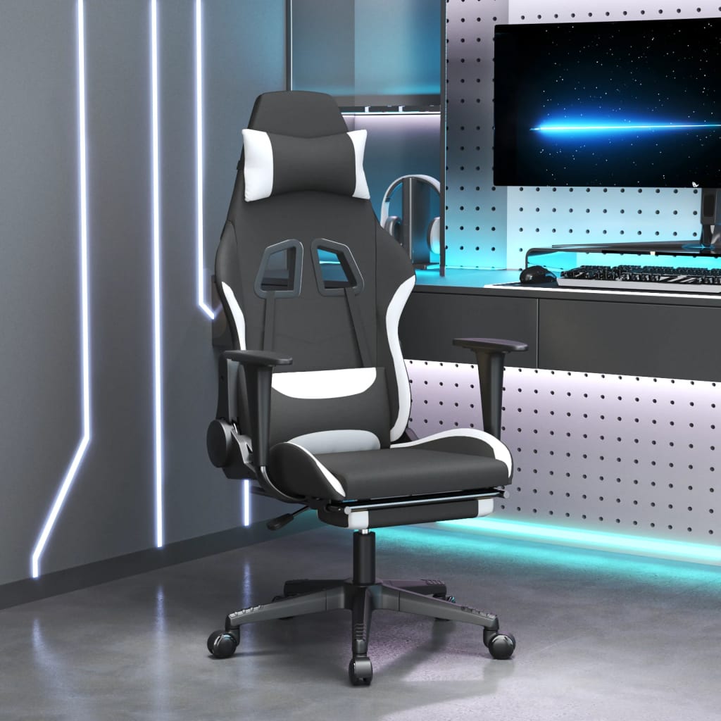 Fauteuil gamer massant tissu noir et