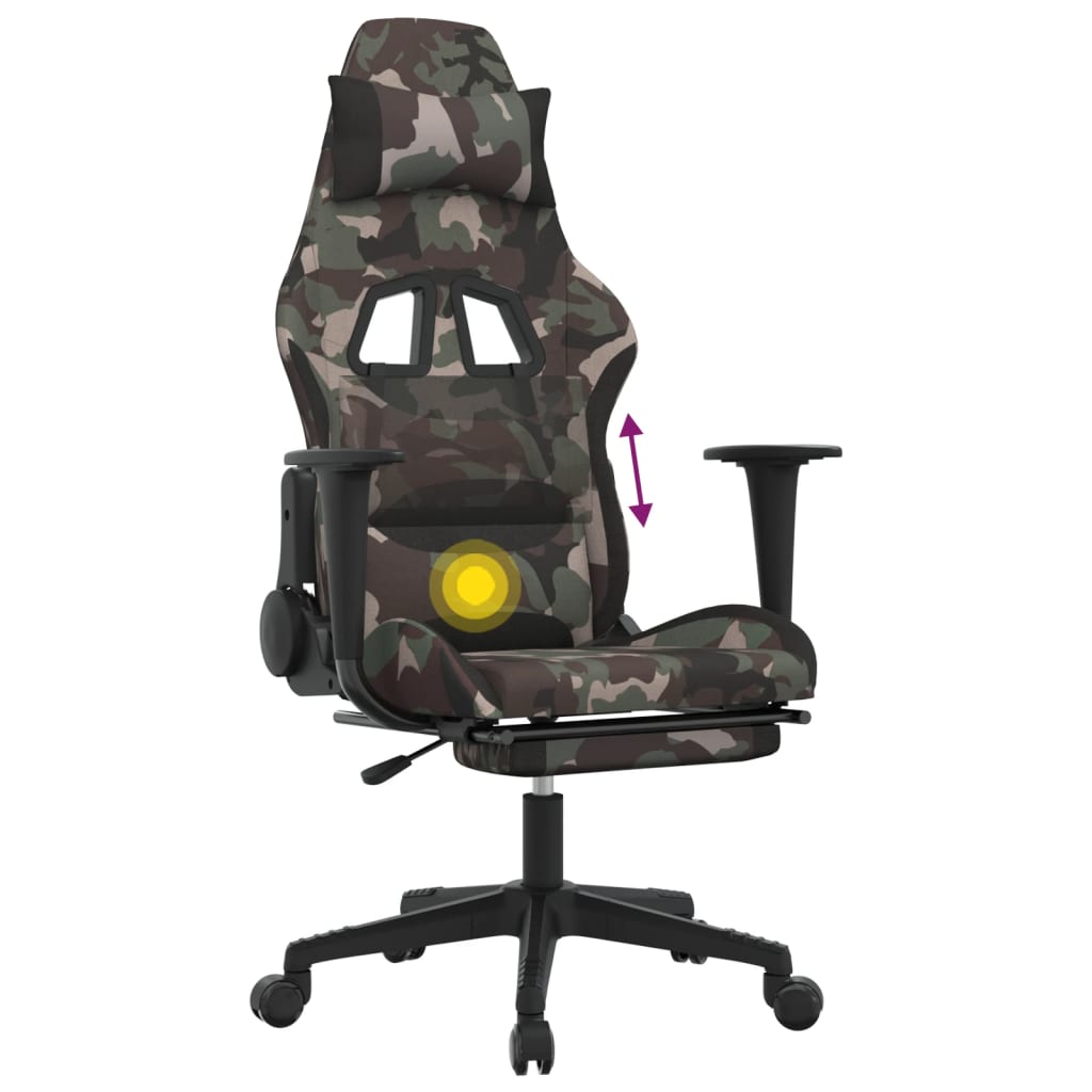 Fauteuil gamer massant tissu noir et