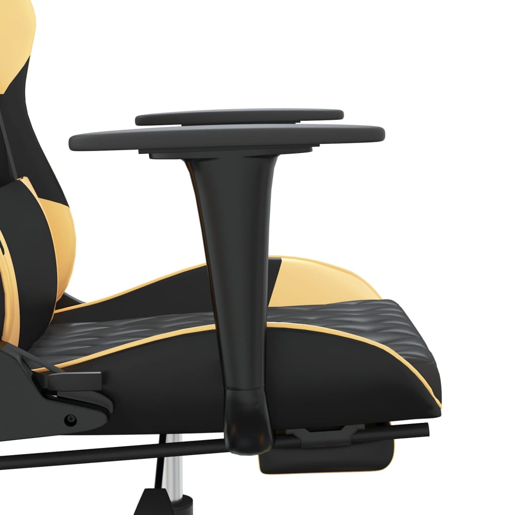 Fauteuil de jeu massant avec repose-pieds en cuir artificiel