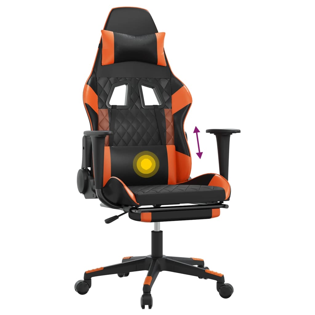 Fauteuil de jeu massant avec repose-pieds en cuir artificiel