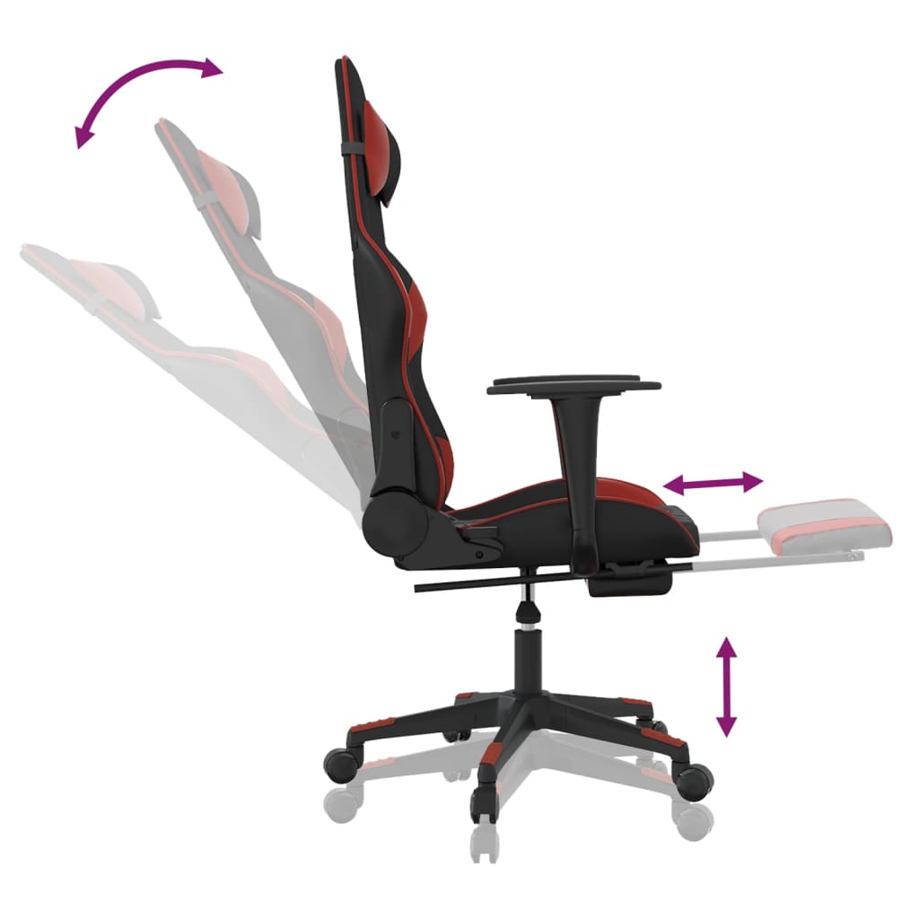 Fauteuil de jeu massant avec repose-pieds en cuir artificiel