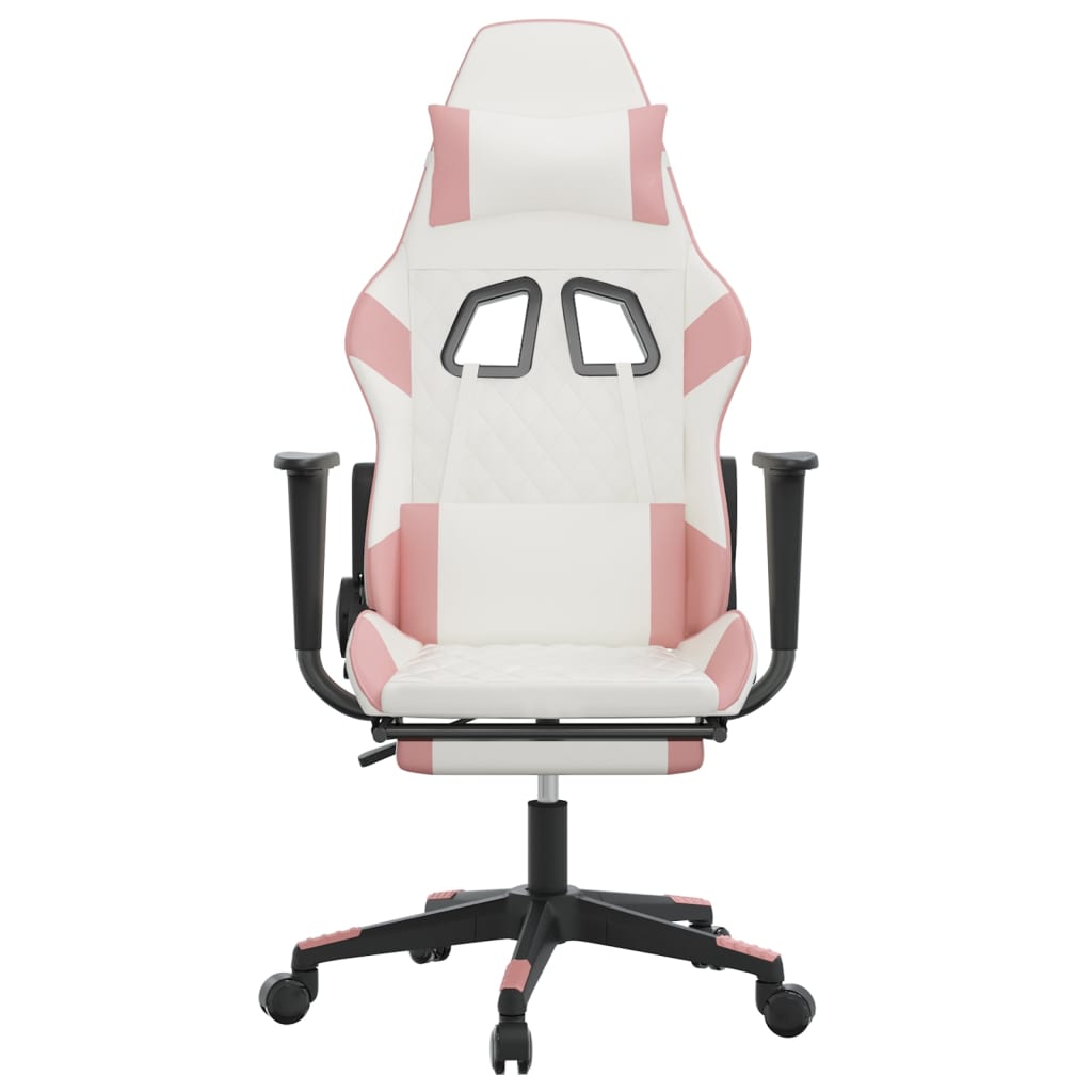 Fauteuil de jeu massant avec repose-pieds en cuir artificiel