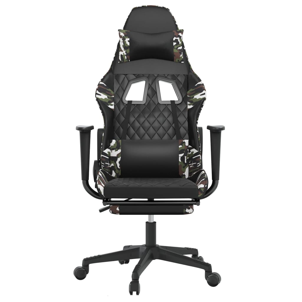 Fauteuil de jeu massant avec repose-pieds en cuir artificiel