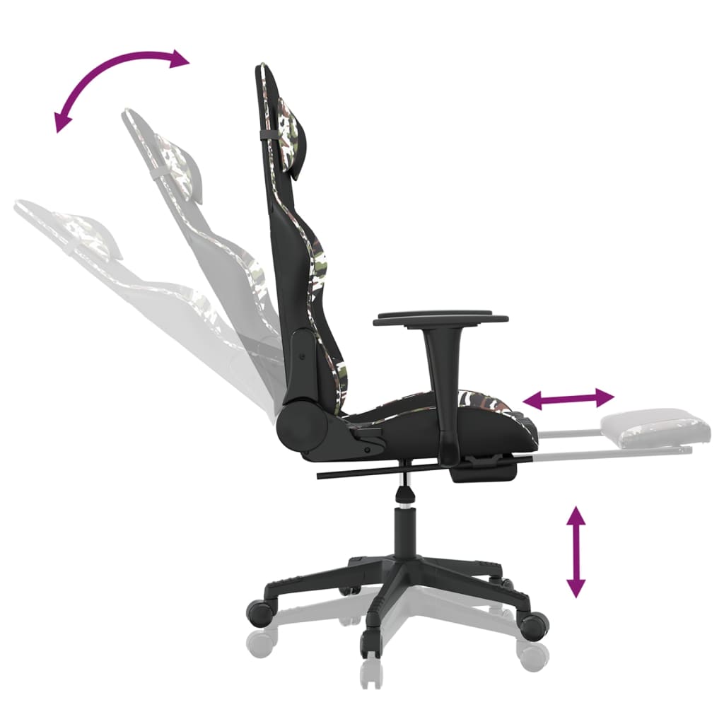 Fauteuil de jeu massant avec repose-pieds en cuir artificiel