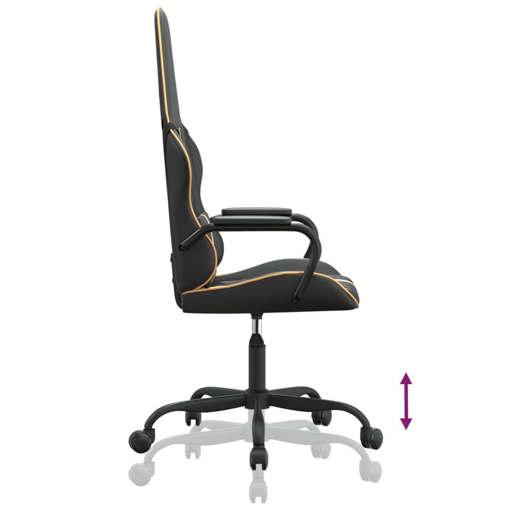 Fauteuil gamer massant simili cuir noir et doré