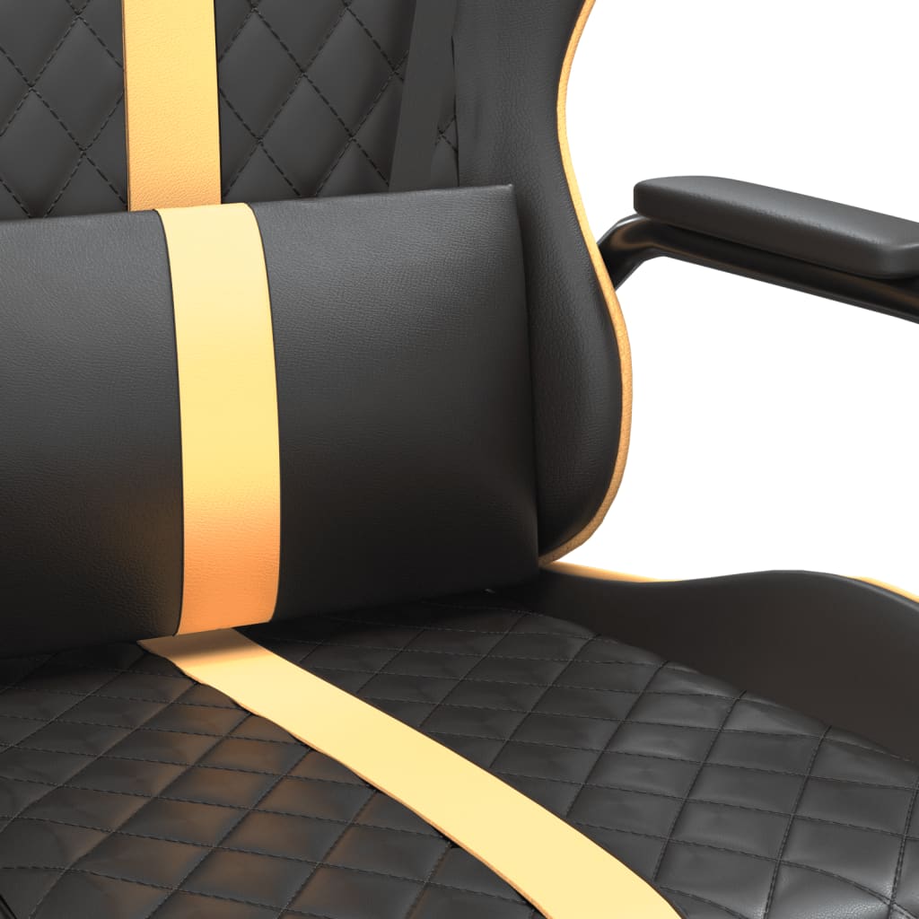 Fauteuil gamer massant simili cuir noir et doré