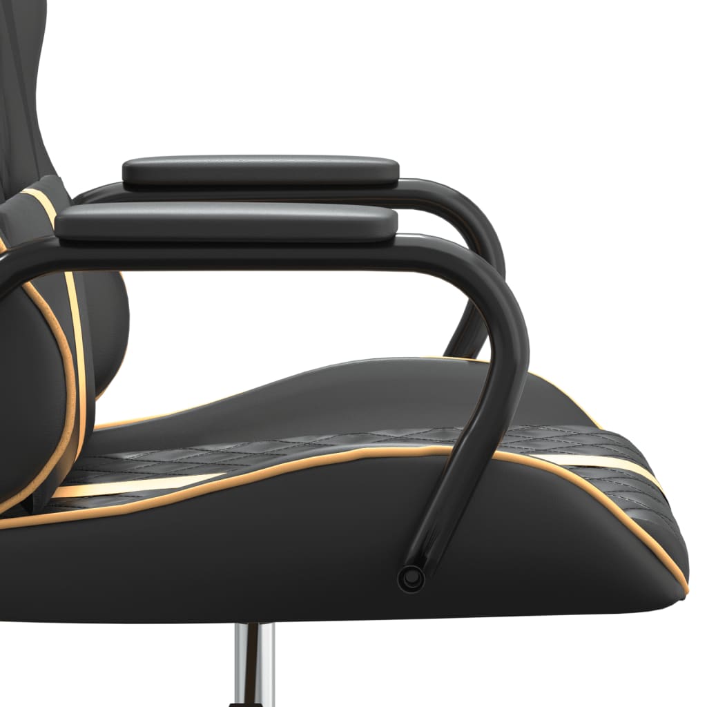 Fauteuil gamer massant simili cuir noir et doré