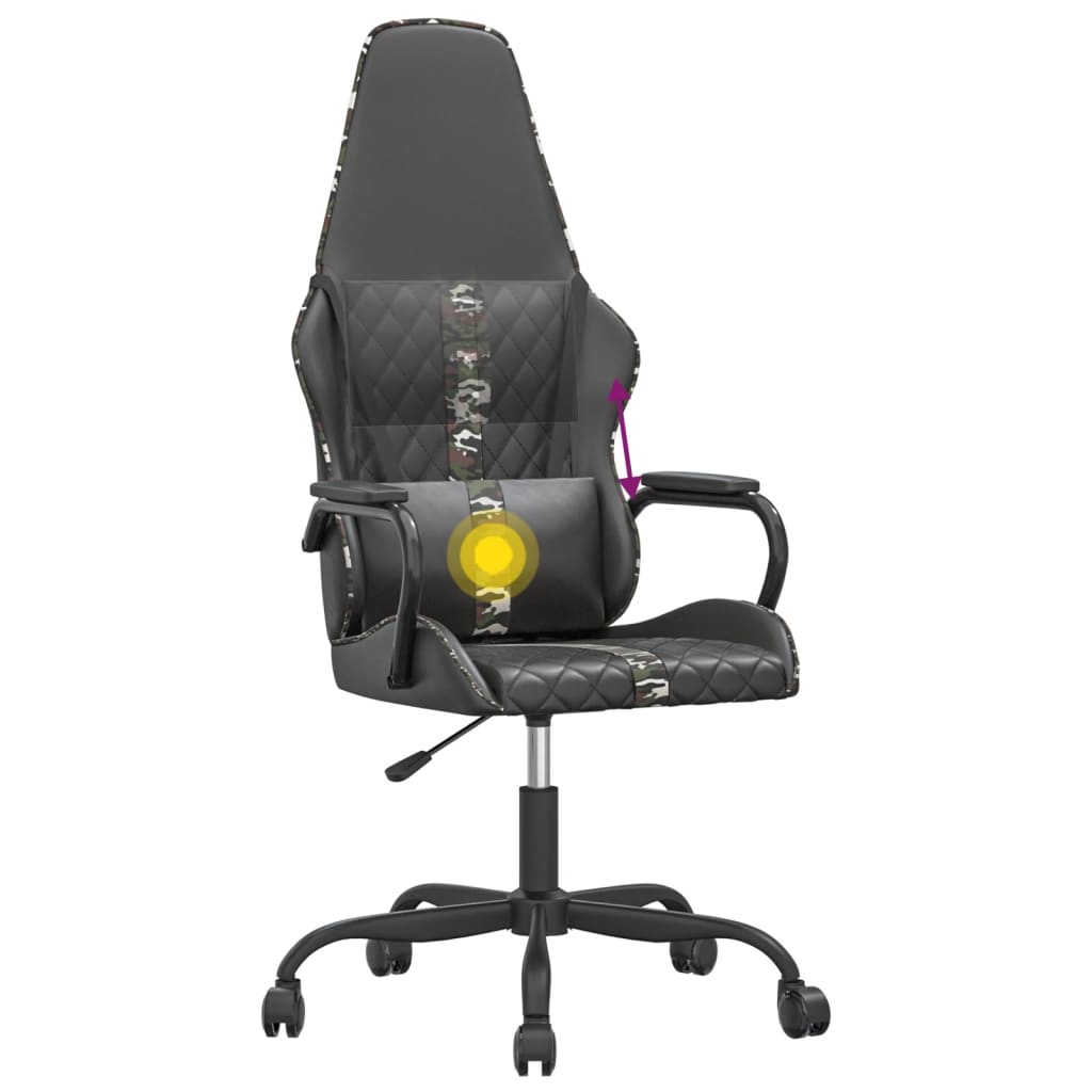 Fauteuil gamer massant simili cuir noir et doré