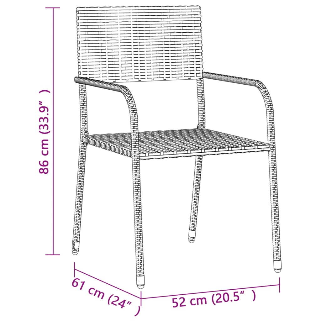 3-delige Tuinset poly rattan grijs