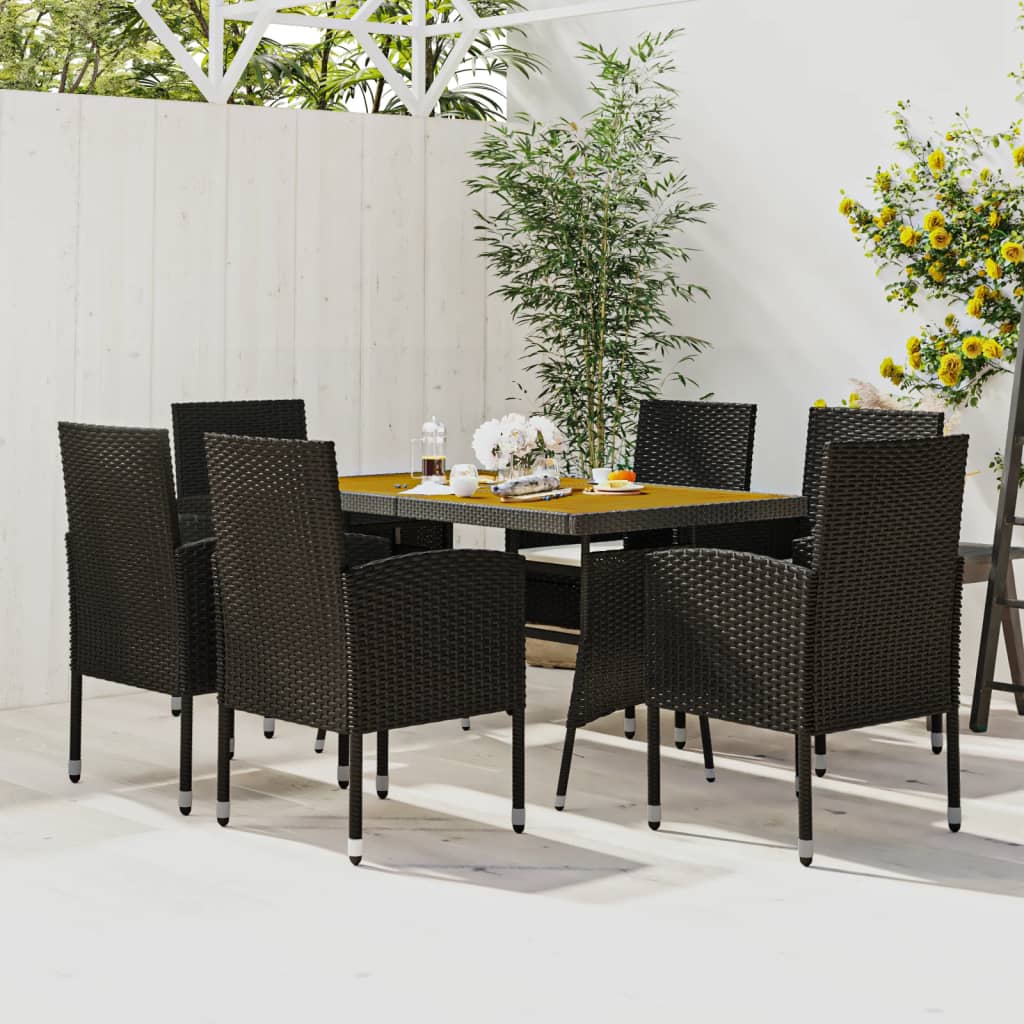 5-delige Tuinset poly rattan zwart