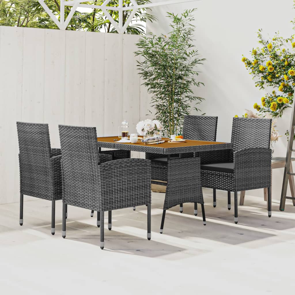 5-delige Tuinset poly rattan zwart