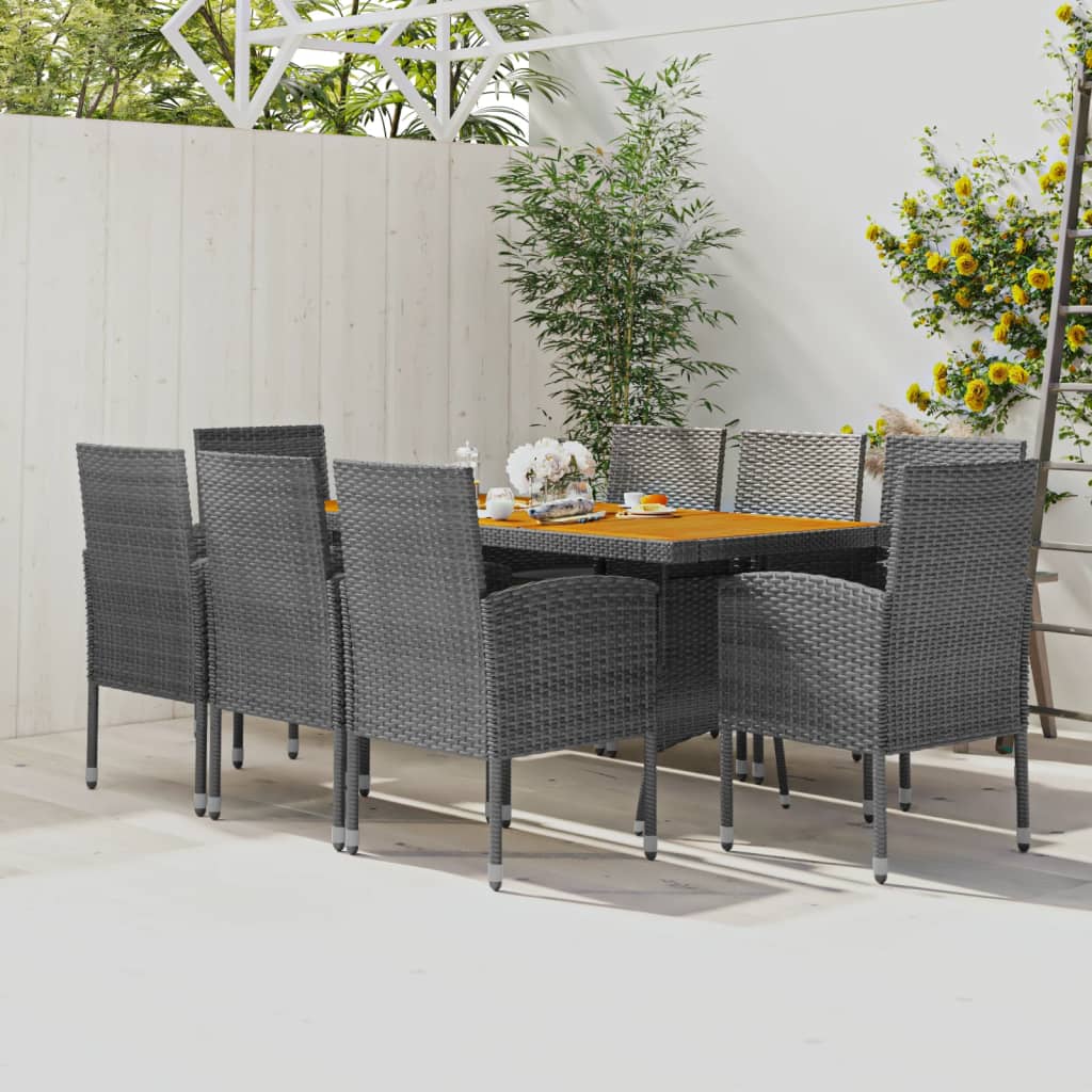 7-delige Tuinset poly rattan zwart