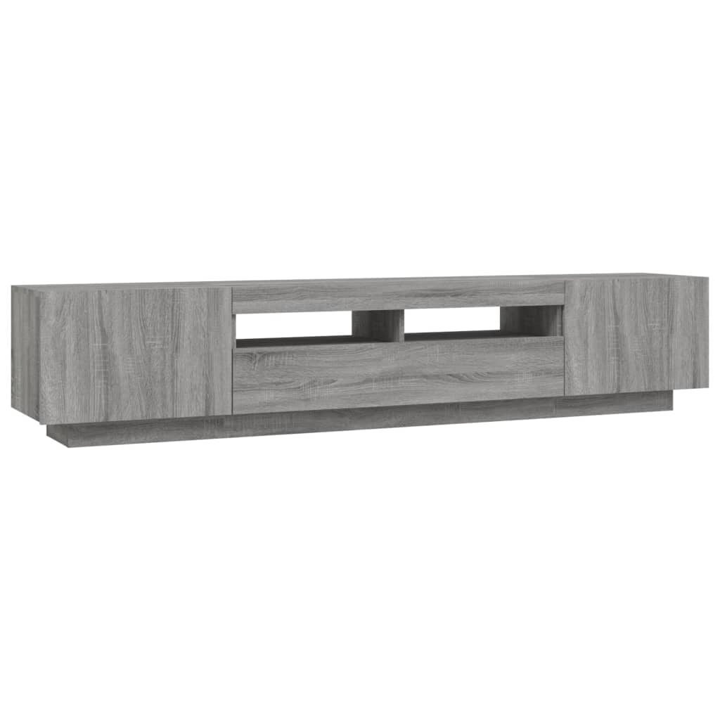 Tv-meubel met LED 200x35x40 cm bewerkt hout artisanaal eiken