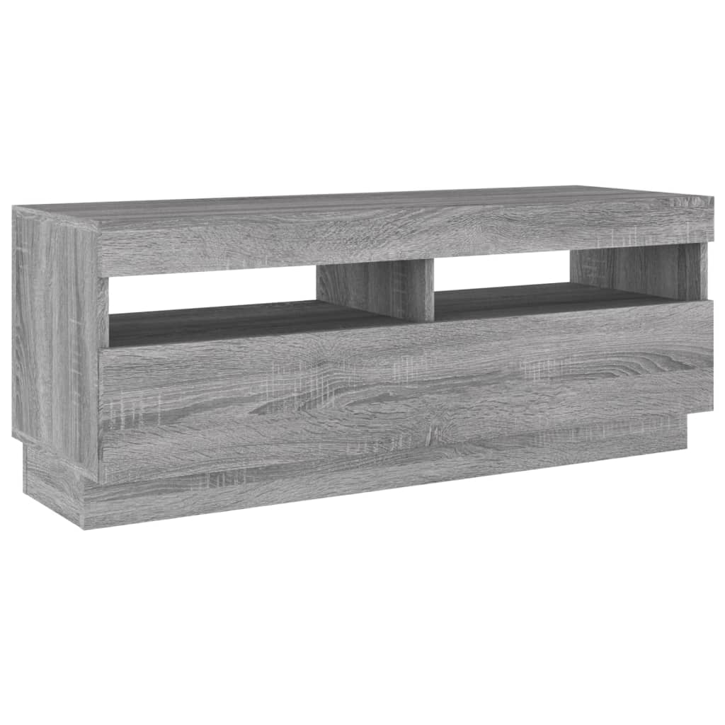 Tv-meubel met LED 200x35x40 cm bewerkt hout artisanaal eiken