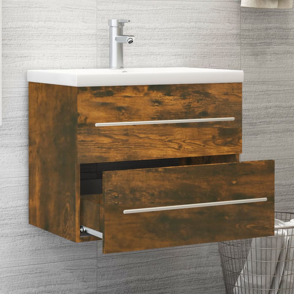 Meuble vasque avec lavabo intégré, fabriqué en bois