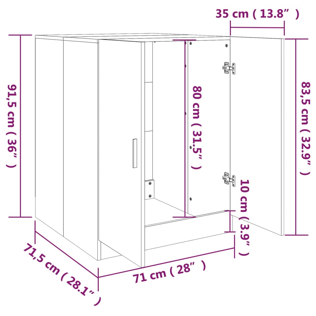 Meuble pour machine à laver en bois de couleur chêne