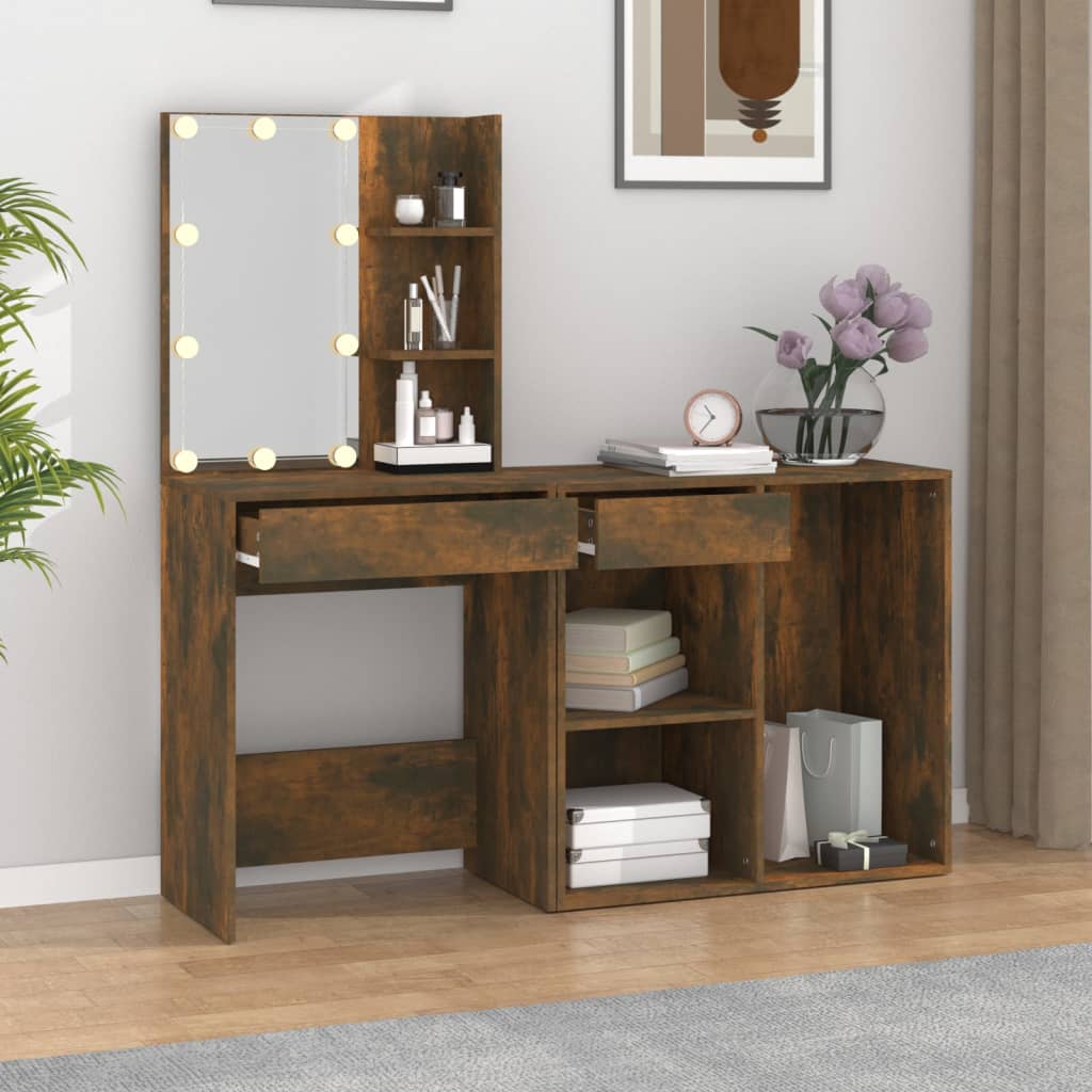 Kaptafel met kastjes LED bewerkt hout