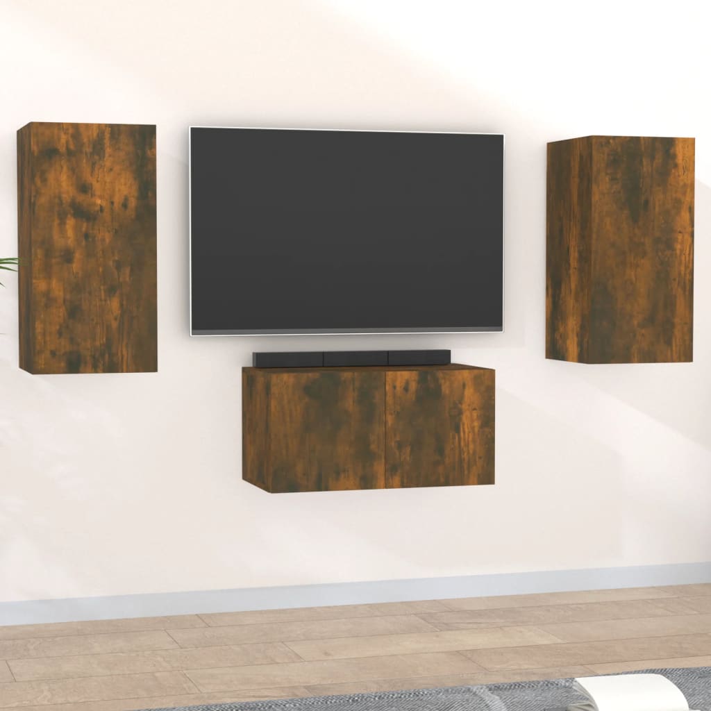 Ensemble meuble TV 3 pièces en bois couleur chêne