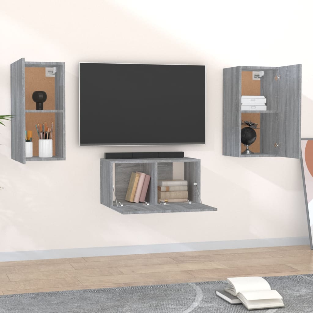 Ensemble meuble TV 3 pièces en bois couleur chêne