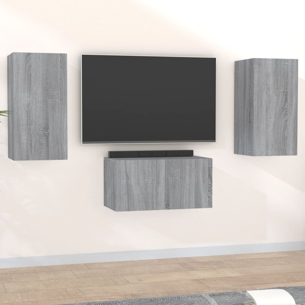 Ensemble meuble TV 3 pièces en bois couleur chêne