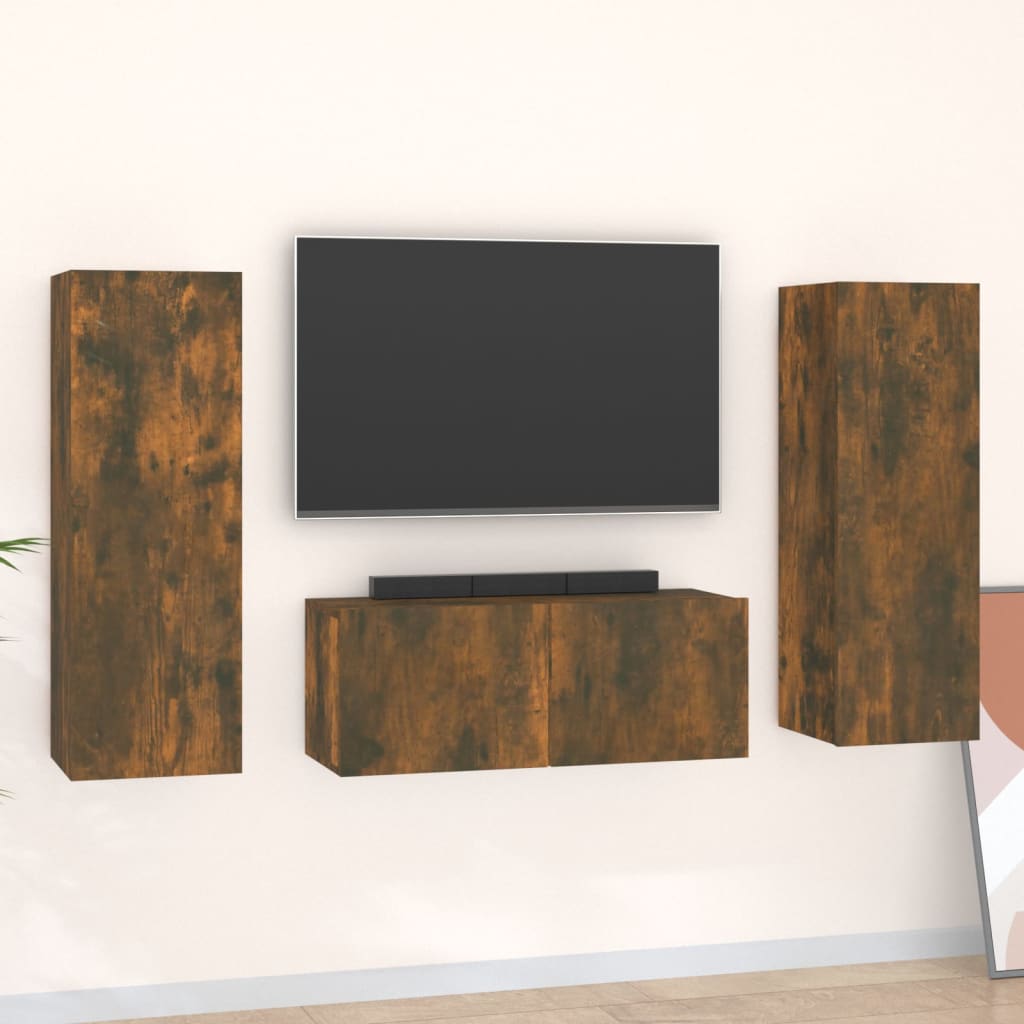 Ensemble meuble TV 3 pièces en bois couleur chêne