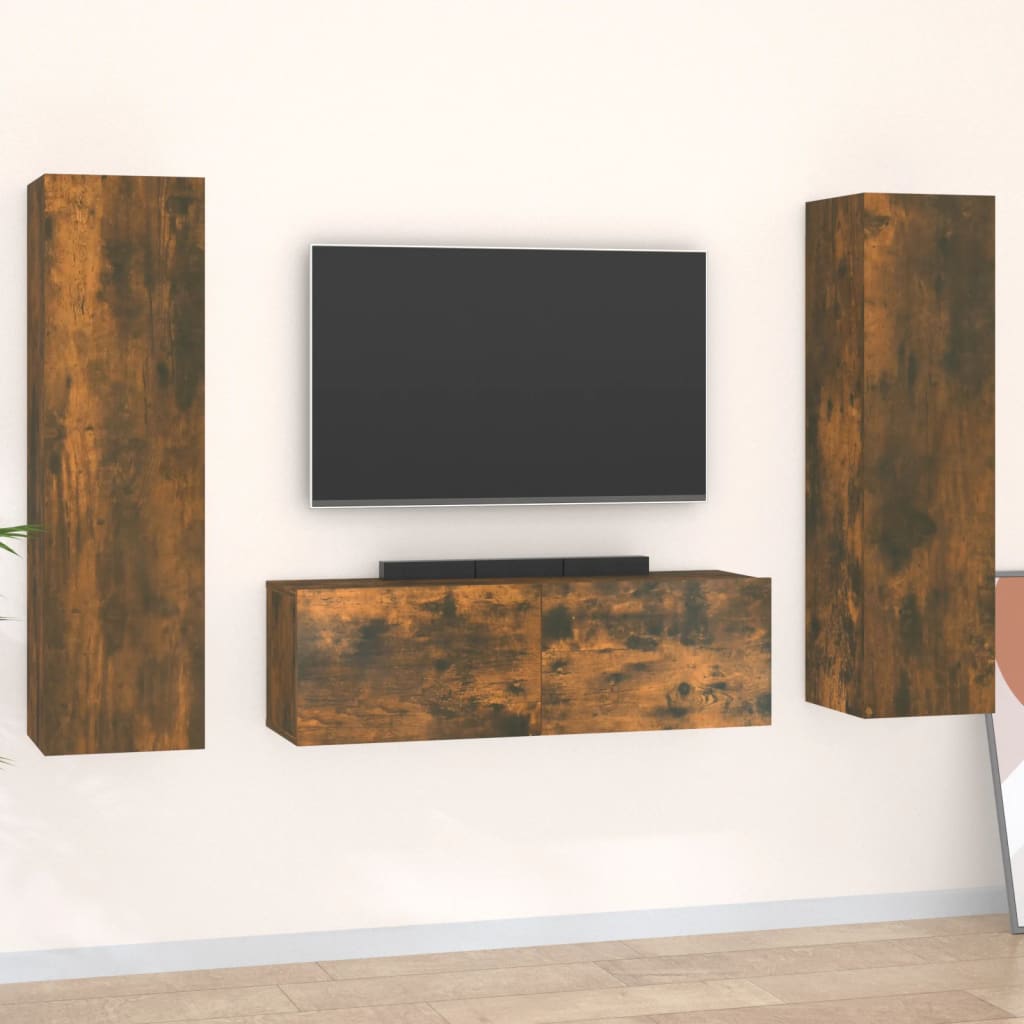 Ensemble meuble TV 3 pièces en bois couleur chêne