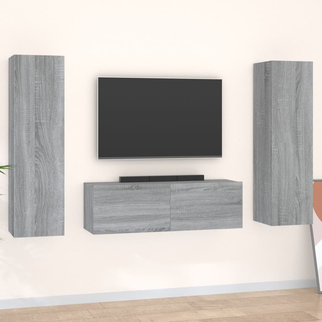 Ensemble meuble TV 3 pièces en bois couleur chêne