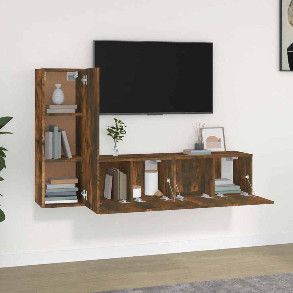 Ensemble meuble TV 3 pièces en bois couleur chêne