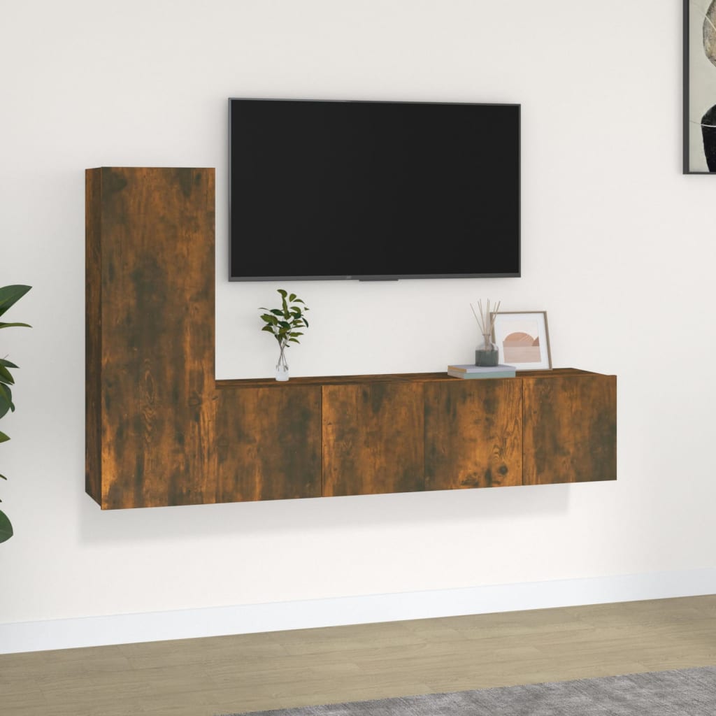 Ensemble meuble TV 3 pièces en bois couleur chêne