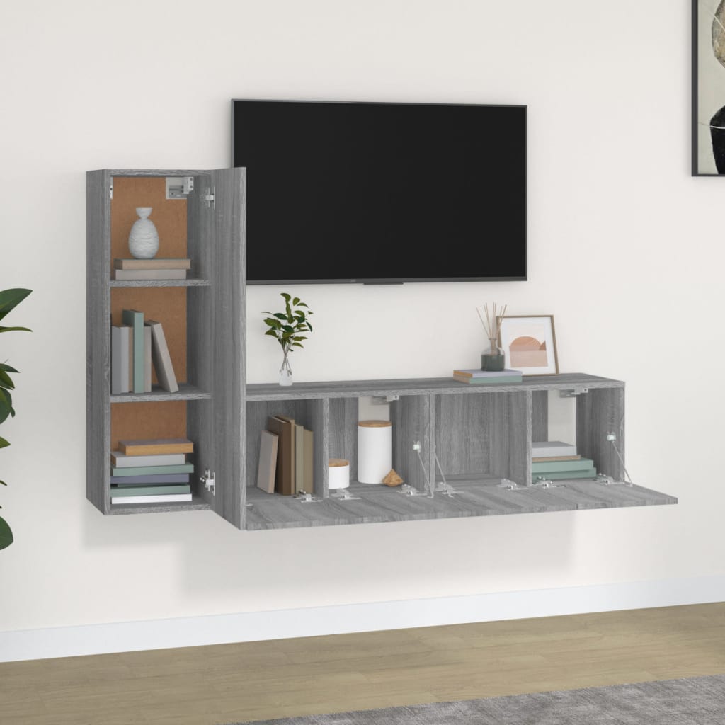 Ensemble meuble TV 3 pièces en bois couleur chêne