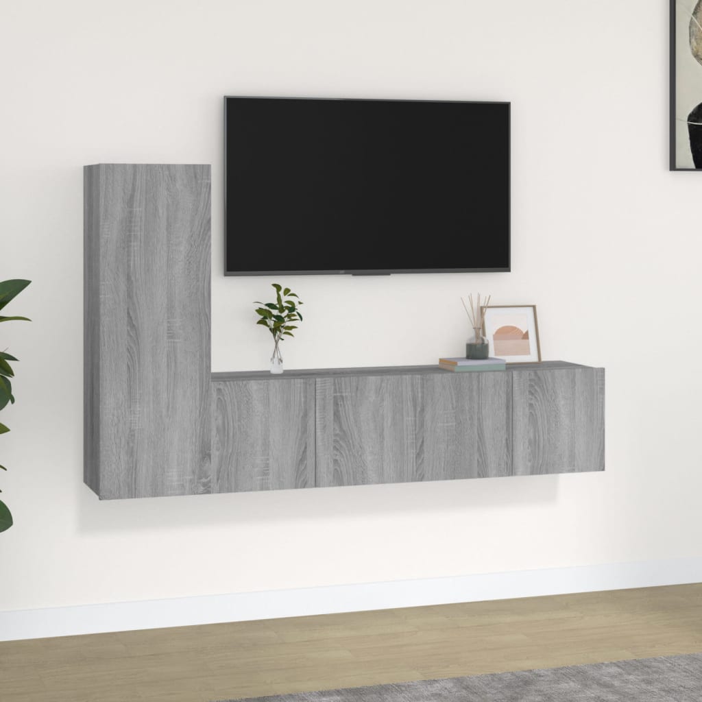 Ensemble meuble TV 3 pièces en bois couleur chêne