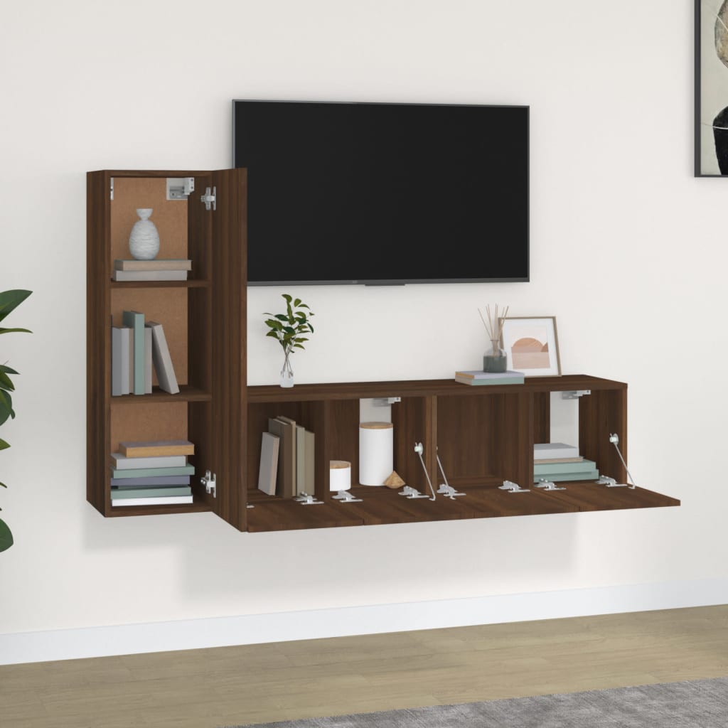 Ensemble meuble TV 3 pièces en bois couleur chêne