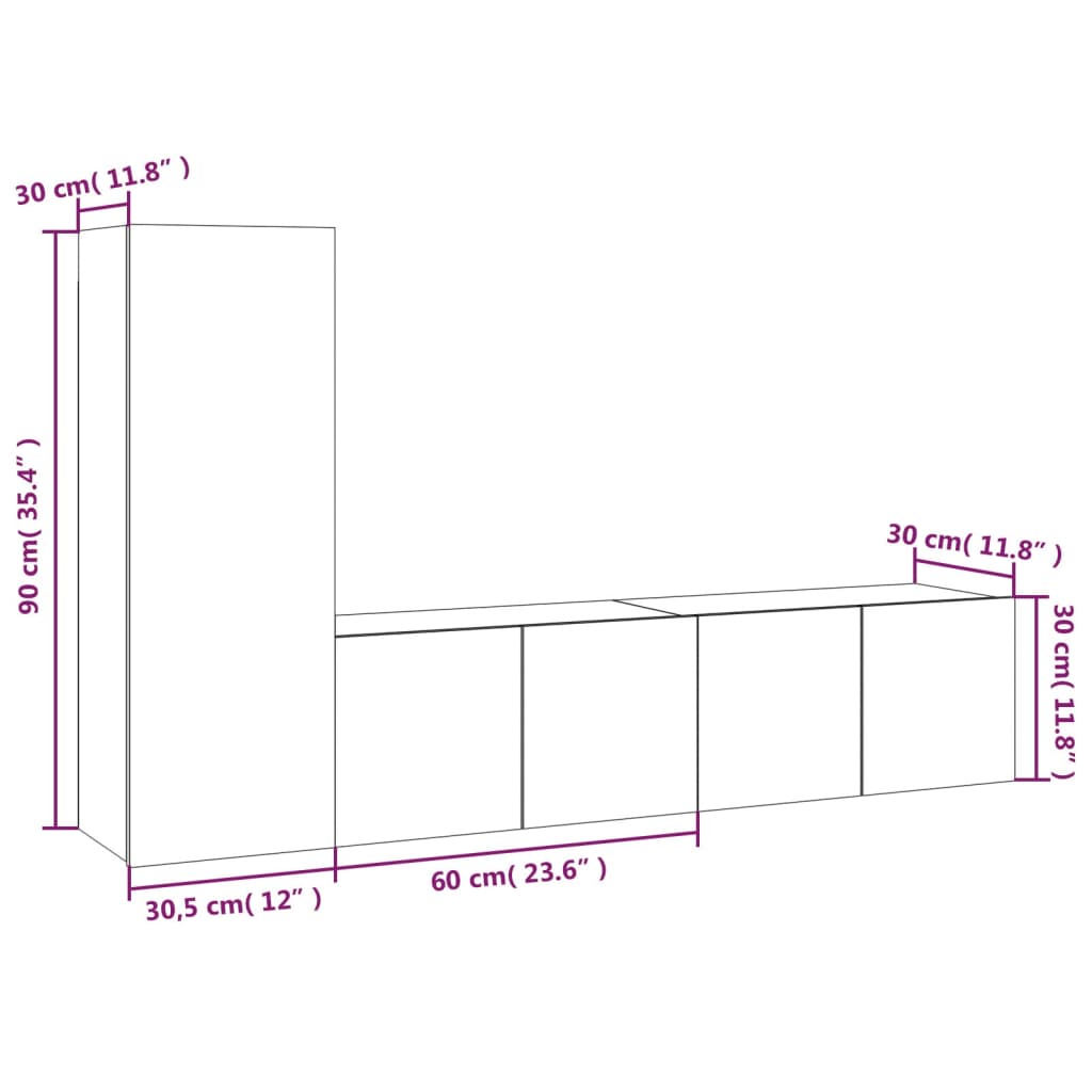 Ensemble meuble TV 3 pièces en bois couleur chêne