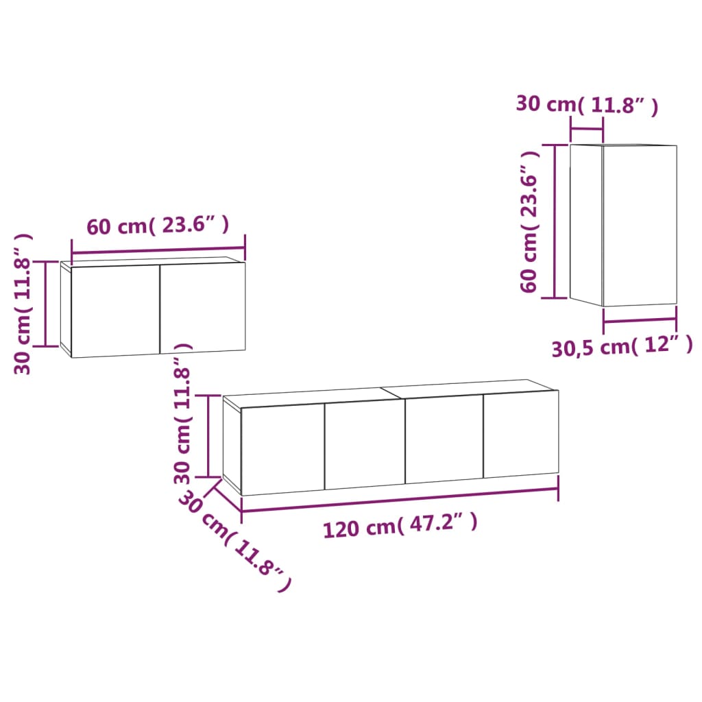 Ensemble de meubles TV 4 pièces en bois